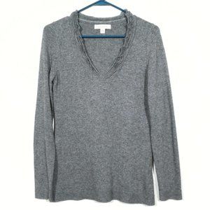 Banana Republic wool cashmere ruffled v neck